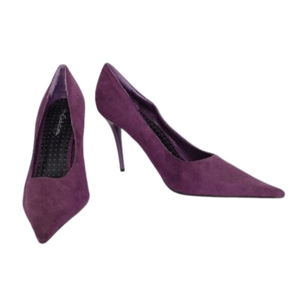Seductions Purple Faux Suede Pointy Toe Pump- Sz. 9 - Picture 1 of 5